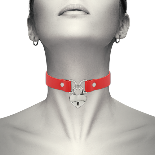 COQUETTE CHIC DESIRE – RED VEGAN LEATHER NECKLACE WITH HEART ACCESSORY WITH KEY 3 COQUETTE CHIC DESIRE - RED VEGAN LEATHER NECKLACE WITH HEART ACCESSORY WITH KEY - Image 3